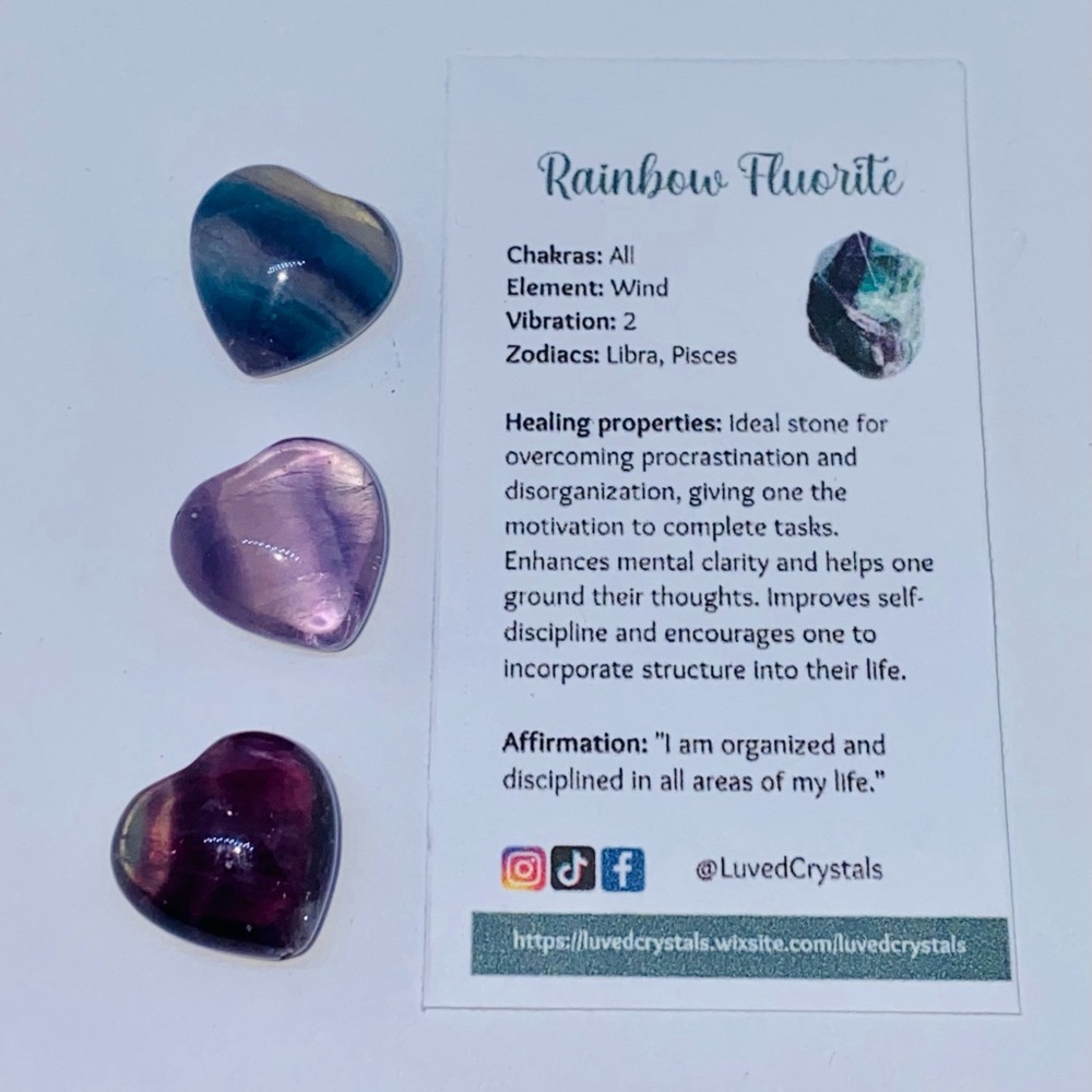 ‼️SOLD‼️Rainbow Fluorite mini Hearts Crystal - Picture 3 of 4